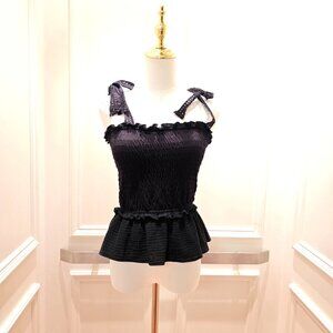 Eri + Ali black crochet top Size S